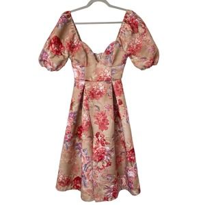 Asos | Garden Party Vintage Cup Prom Midi Floral Puff Sleeve Scuba Dress | 4